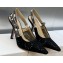 Dior Heel 9.5cm J'Adior Slingback Pumps in Black Embroidered with Camel-Colored Saint-Gall Motif 2023