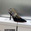 Dior Heel 9.5cm J'Adior Slingback Pumps in Black Embroidered with Camel-Colored Saint-Gall Motif 2023