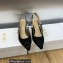 Dior Heel 6.5cm J'Adior Slingback Pumps in Black Embroidered with Camel-Colored Saint-Gall Motif 2023