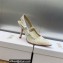 Dior Heel 9.5cm J'Adior Slingback Pumps in White Embroidered with Camel-Colored Saint-Gall Motif 2023