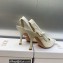 Dior Heel 9.5cm J'Adior Slingback Pumps in White Embroidered with Camel-Colored Saint-Gall Motif 2023