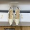 Dior Heel 6.5cm J'Adior Slingback Pumps in White Embroidered with Camel-Colored Saint-Gall Motif 2023