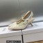 Dior Heel 6.5cm J'Adior Slingback Pumps in White Embroidered with Camel-Colored Saint-Gall Motif 2023