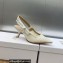 Dior Heel 6.5cm J'Adior Slingback Pumps in White Embroidered with Camel-Colored Saint-Gall Motif 2023