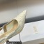 Dior Heel 6.5cm J'Adior Slingback Pumps in White Embroidered with Camel-Colored Saint-Gall Motif 2023