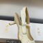 Dior Heel 6.5cm J'Adior Slingback Pumps in White Embroidered with Camel-Colored Saint-Gall Motif 2023