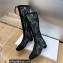 Dior Heel 3cm Naughtily-D High Boots in Black Transparent Mesh and Suede Embroidered with Dior Roses Motif 2023