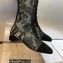 Dior Heel 3cm Naughtily-D High Boots in Black Transparent Mesh and Suede Embroidered with Dior Roses Motif 2023