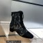 Dior Heel 3cm Naughtily-D Ankle Boots in Black Transparent Mesh and Suede Embroidered with Dior Roses Motif 2023