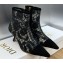 Dior Heel 6.5 cm Capture-D Ankle Boots in Black Transparent Mesh and Suede Embroidered with Dior Roses Motif 2023