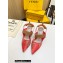 Fendi Colibrì mesh high-heeled slingbacks with floral embroidery Red 2023
