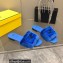 Fendi Baguette mink slides Dark Blue 2023