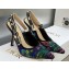 Dior Heel 9.5cm J'Adior Slingback Pumps in Purple Multicolor Embroidered Cotton with Toile de Jouy Voyage Motif 2023