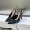 Dior Heel 9.5cm J'Adior Slingback Pumps in Purple Multicolor Embroidered Cotton with Toile de Jouy Voyage Motif 2023