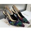 Dior Heel 6.5cm J'Adior Slingback Pumps in Purple Multicolor Embroidered Cotton with Toile de Jouy Voyage Motif 2023