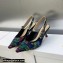 Dior Heel 6.5cm J'Adior Slingback Pumps in Purple Multicolor Embroidered Cotton with Toile de Jouy Voyage Motif 2023