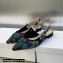 Dior J'Adior Slingback Ballerina Flats in Purple Multicolor Embroidered Cotton with Toile de Jouy Voyage Motif 2023