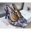Dior Heel 9.5cm J'Adior Slingback Pumps in Blue Multicolor Embroidered Cotton with Toile de Jouy Voyage Motif 2023