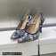 Dior Heel 9.5cm J'Adior Slingback Pumps in Blue Multicolor Embroidered Cotton with Toile de Jouy Voyage Motif 2023