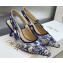 Dior Heel 6.5cm J'Adior Slingback Pumps in Blue Multicolor Embroidered Cotton with Toile de Jouy Voyage Motif 2023