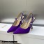 Dior Heel 9.5cm J'Adior Slingback Pumps in Purple Embroidered Satin and Cotton 2023