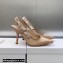 Dior Heel 9.5cm J'Adior Slingback Pumps in Nude Embroidered Satin and Cotton 2023