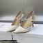 Dior Heel 9.5cm J'Adior Slingback Pumps in White Embroidered Satin and Cotton 2023