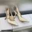 Dior Heel 9.5cm J'Adior Slingback Pumps in White Embroidered Satin and Cotton 2023
