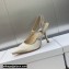 Dior Heel 9.5cm J'Adior Slingback Pumps in White Embroidered Satin and Cotton 2023