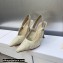Dior Heel 9.5cm J'Adior Slingback Pumps in White Transparent Mesh Embroidered with D-Lace Macramé Motif 2023