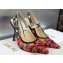 Dior Heel 9.5cm J'Adior Slingback Pumps in Red Multicolor Embroidered Cotton with Toile de Jouy Voyage Motif 2023