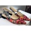Dior J'Adior Slingback Ballerina Flats in Red Multicolor Embroidered Cotton with Toile de Jouy Voyage Motif 2023