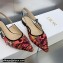 Dior J'Adior Slingback Ballerina Flats in Red Multicolor Embroidered Cotton with Toile de Jouy Voyage Motif 2023