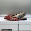 Dior J'Adior Slingback Ballerina Flats in Red Multicolor Embroidered Cotton with Toile de Jouy Voyage Motif 2023
