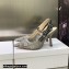 Dior Heel 9.5cm J'Adior Slingback Pumps in Gray Transparent Mesh Embroidered with D-Lace Macramé Motif 2023