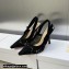 Dior Heel 9.5cm J'Adior Slingback Pumps in Black Transparent Mesh Embroidered with D-Lace Macramé Motif 2023