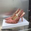 Dior Heel 9.5cm J'Adior Slingback Pumps in Pink and Gray Embroidered Cotton with Toile de Jouy Sauvage Motif 2023