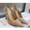 Dior Heel 9.5cm J'Adior Slingback Pumps in Nude Transparent Mesh Embroidered with D-Lace Macramé Motif 2023