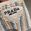 Cheap Sale Prada Raffia Crochet Tote Bag with wooden beads 1BG425 White 2023