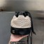 Cheap Sale Chanel Raffia and Leather Bucket Bag Black 2023