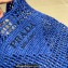 Cheap Sale Prada Raffia Crochet and Leather Tote Bag Blue 2023