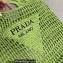 Cheap Sale Prada Raffia Crochet and Leather Tote Bag Green 2023