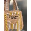 Cheap Sale Prada Raffia Crochet Tote Bag with wooden beads 1BG425 Apricot 2023