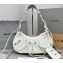 Balenciaga Le Cagole Small Shoulder Bag in crocodile embossed calfskin White with rhinestones