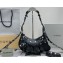 Balenciaga Le Cagole XS Shoulder Bag in crocodile embossed calfskin Black with rhinestones