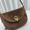 Savette Small Tondo Hobo Bag in Suede 1861 Coffee