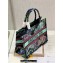 Dior Medium Book Tote Bag in Multicolor Toile de Jouy Voyage Embroidery Green