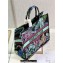 Dior Large Book Tote Bag in Multicolor Toile de Jouy Voyage Embroidery Green