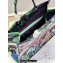 Dior Large Book Tote Bag in Multicolor Toile de Jouy Voyage Embroidery Green