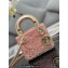 Lady Dior Micro Bag Pink in Satin with Gradient Bead Embroidery